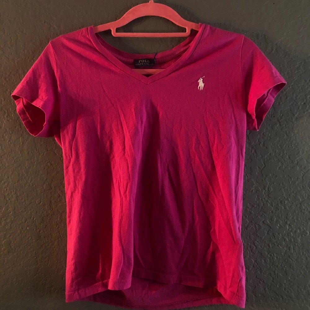 pink polo shirt